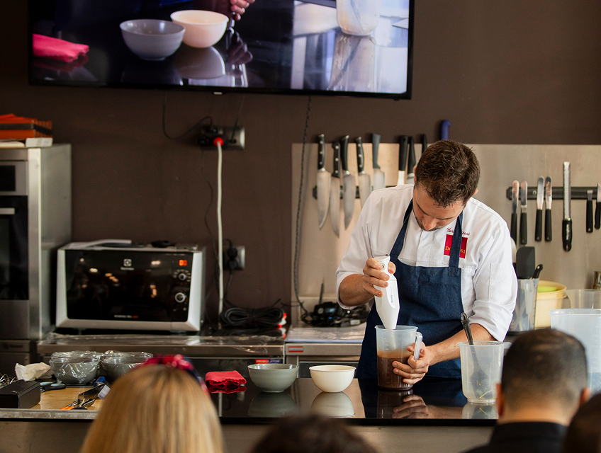 Chef preparing a dessert