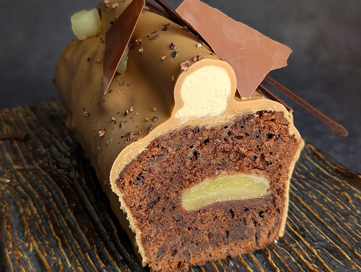 Moist chocolate cake with apple, lemon and orange