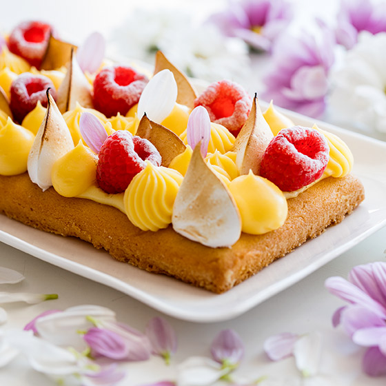 Torta al limone e lamponi