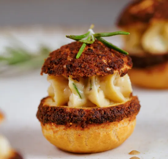 PARMESAN CRAQUELIN CHOUX WITH CHICKPEAS TAHINA AND ROSEMARY