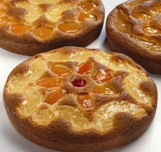 Yoghurt cake with fruit in syrup